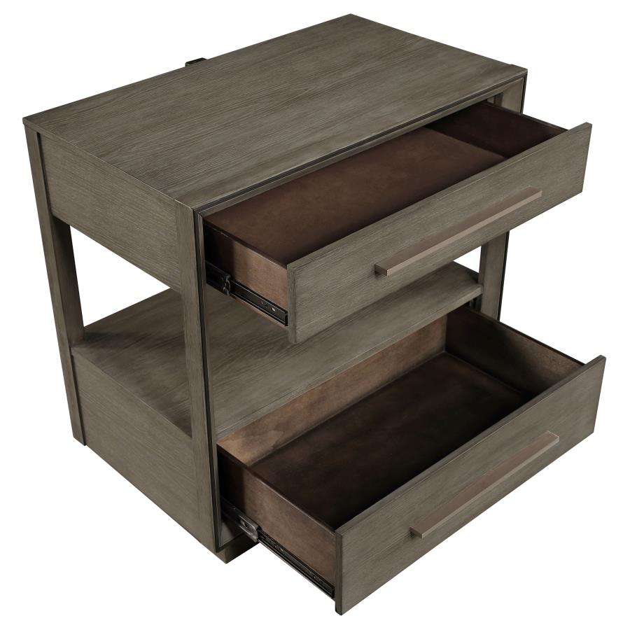 Durango 2-drawer Nightstand Bedside Table Taupe Oak - 223272