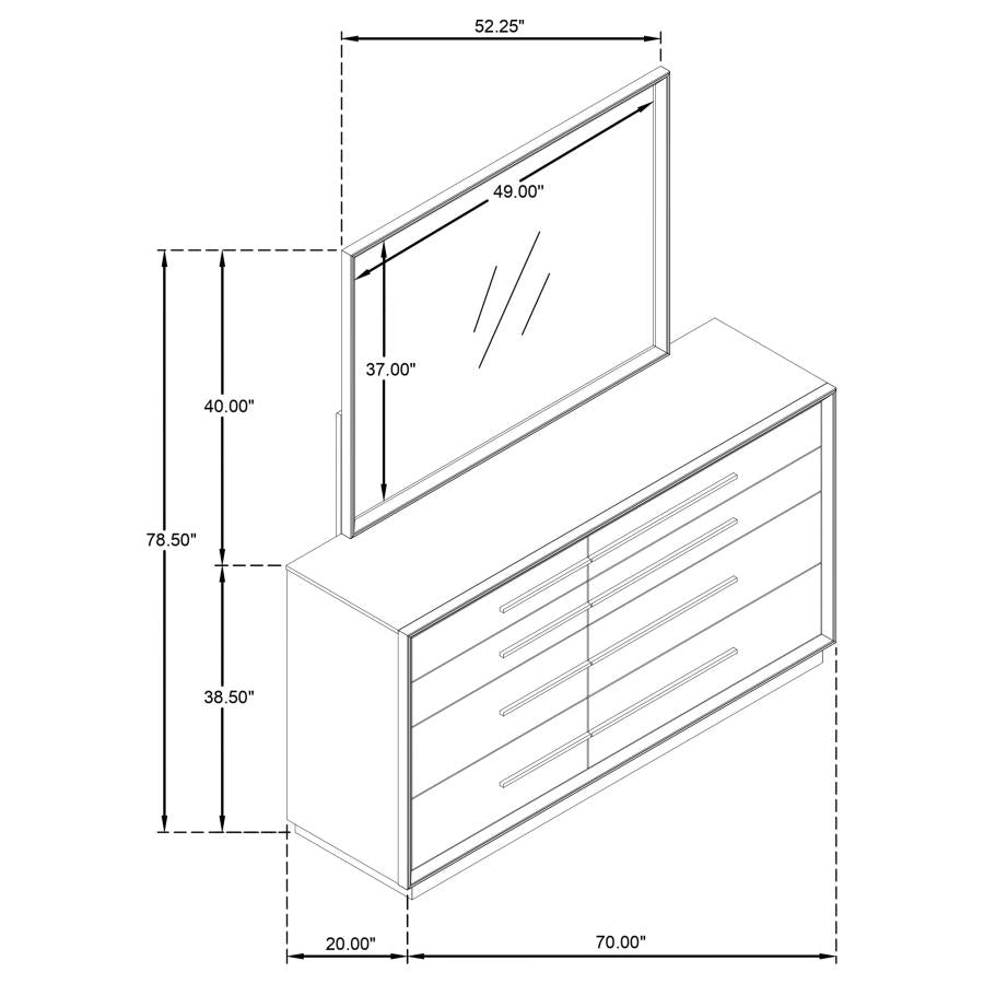 Durango 8-drawer Dresser and Mirror Taupe Oak - 223273M