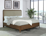Maderia 57-inch Upholstered Eastern King Panel Bed Walnut - 223321KE
