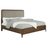 Maderia 57-inch Upholstered Eastern King Panel Bed Walnut - 223321KE