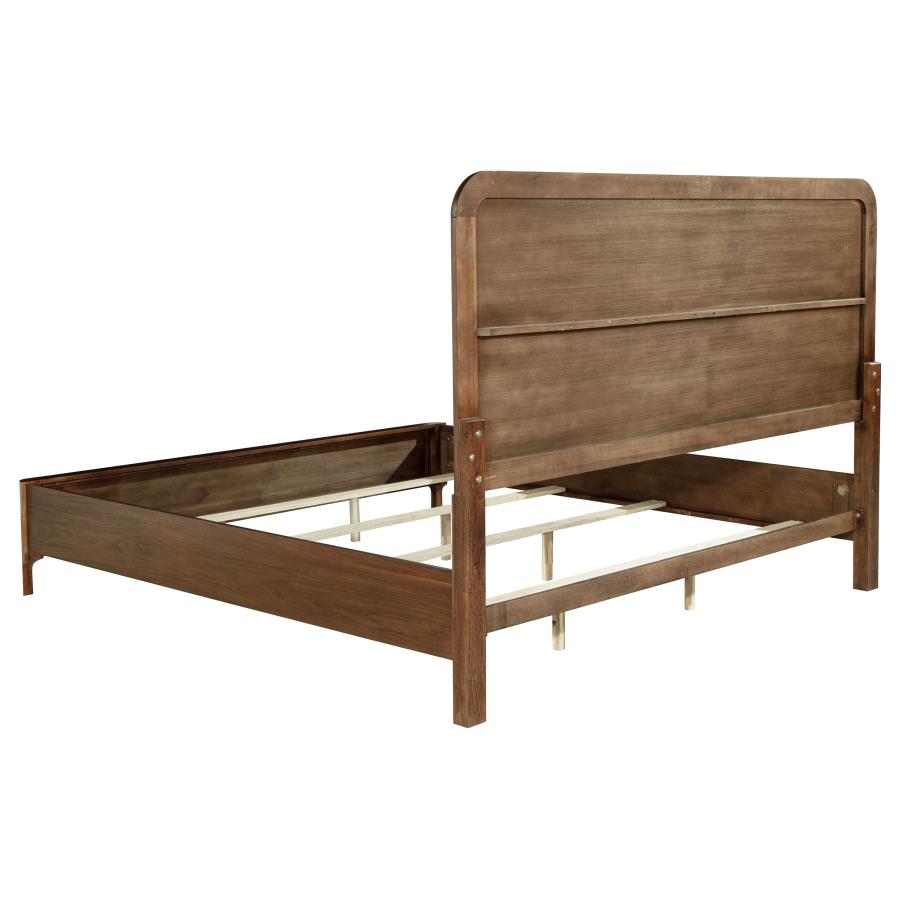 Maderia 57-inch Upholstered Eastern King Panel Bed Walnut - 223321KE