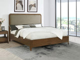 Maderia 57-inch Upholstered California King Panel Bed Walnut - 223321KW
