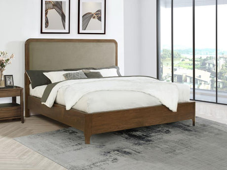 Maderia 57-inch Upholstered California King Panel Bed Walnut - 223321KW
