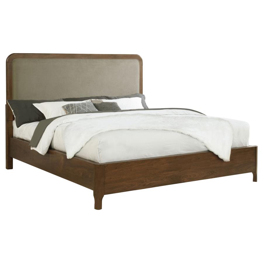 Maderia 57-inch Upholstered California King Panel Bed Walnut - 223321KW