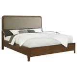 Maderia 57-inch Upholstered California King Panel Bed Walnut - 223321KW
