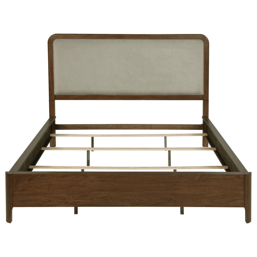 Maderia 57-inch Upholstered California King Panel Bed Walnut - 223321KW