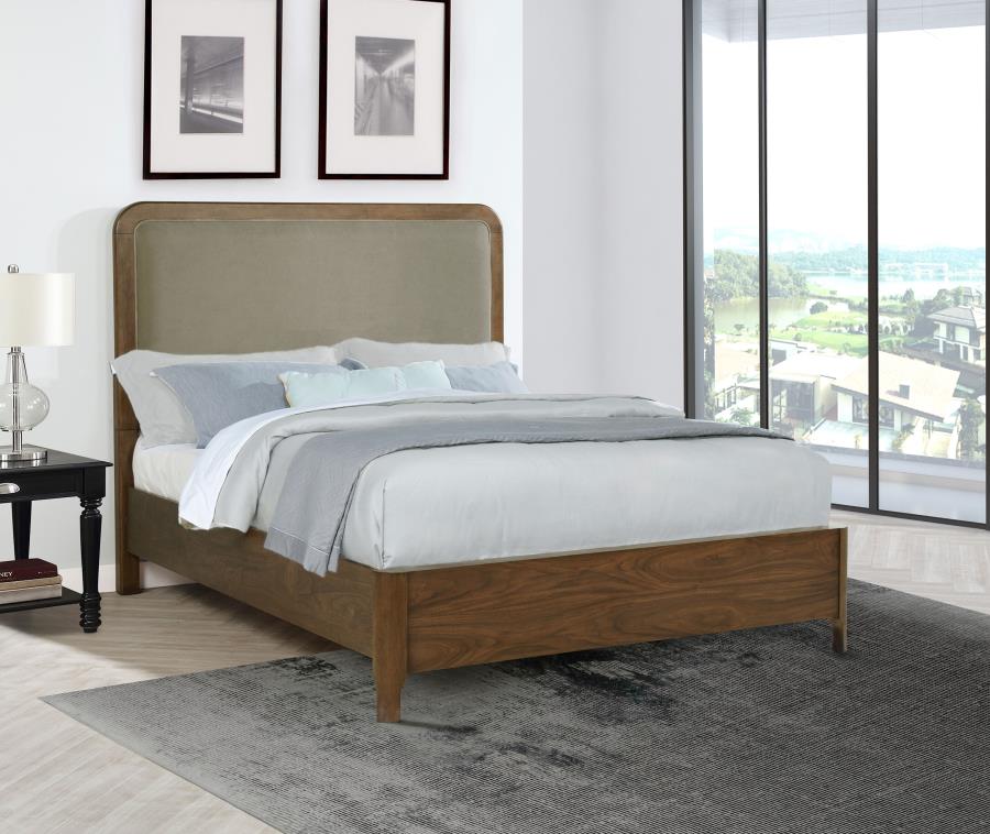 Maderia 57-inch Upholstered Queen Panel Bed Walnut - 223321Q