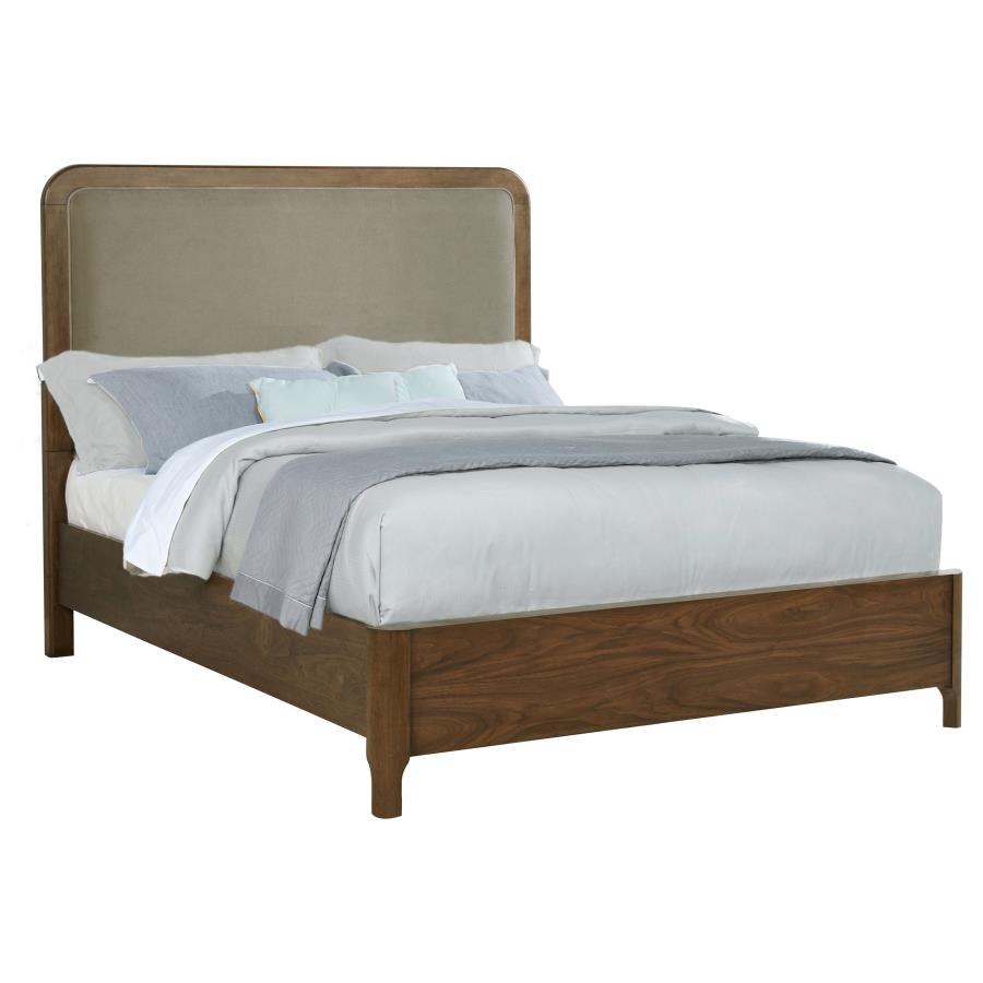 Maderia 57-inch Upholstered Queen Panel Bed Walnut - 223321Q