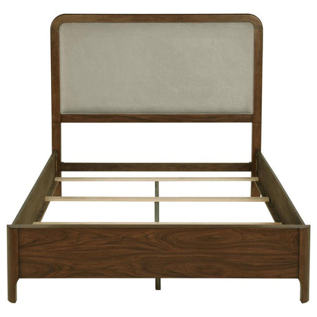 Maderia 57-inch Upholstered Queen Panel Bed Walnut - 223321Q