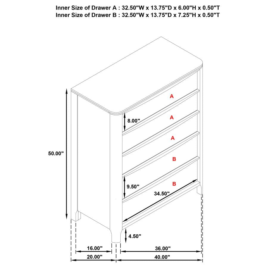 Maderia 5-drawer Chest of Drawers Walnut - 223325