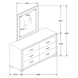 Melody 6-drawer Upholstered Dresser with Mirror Pacific Blue - 223373M