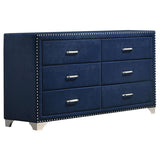 Melody 6-drawer Upholstered Dresser Pacific Blue - 223373