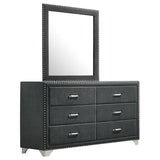Melody 6-drawer Upholstered Dresser with Mirror Grey - 223383M