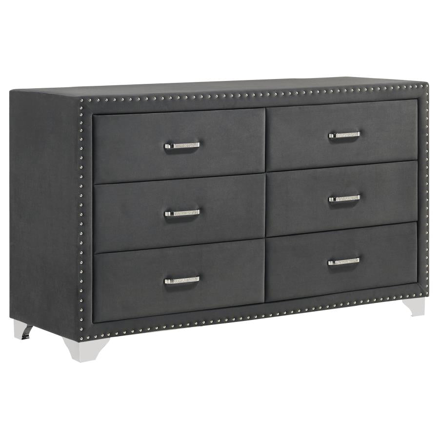 Melody 6-drawer Upholstered Dresser Grey - 223383