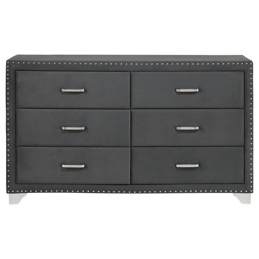 Melody 6-drawer Upholstered Dresser Grey - 223383