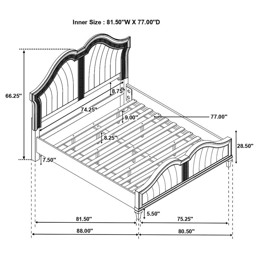 Evangeline Wood Eastern King LED Panel Bed Silver Oak - 223391KE