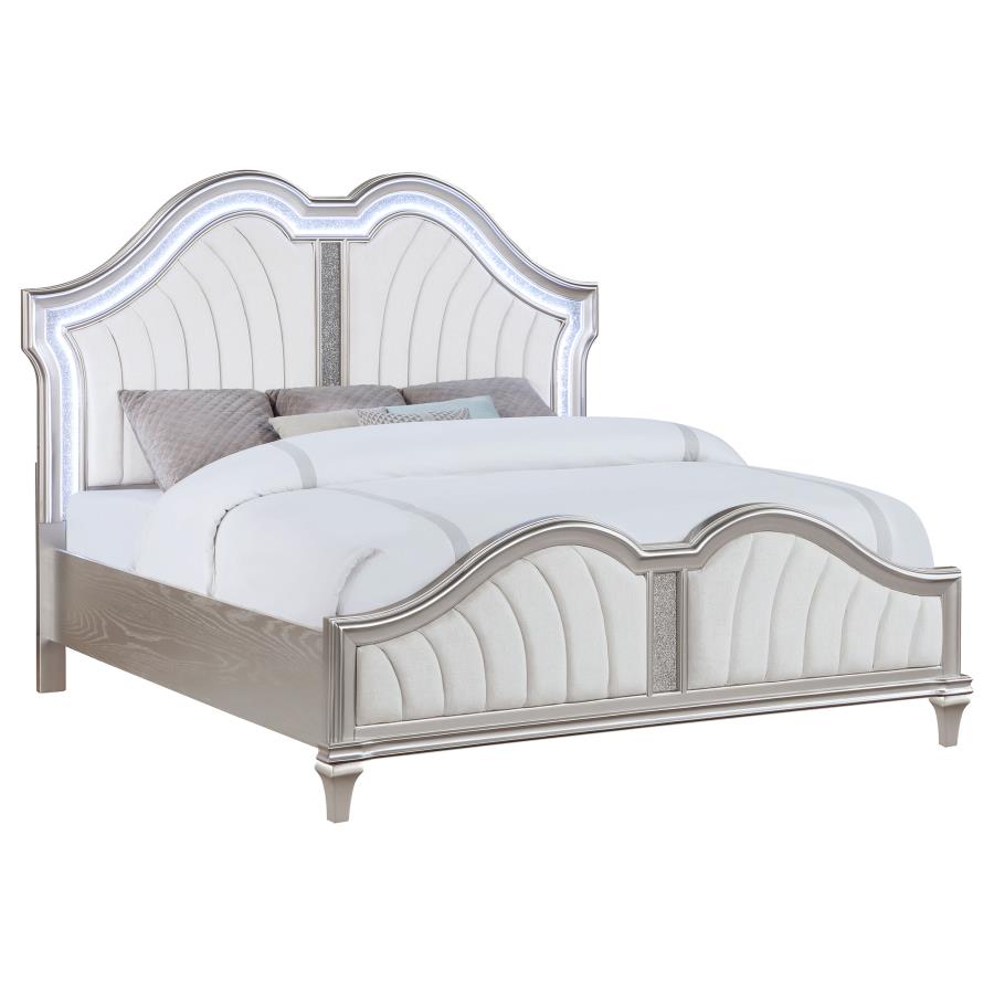 Evangeline Wood California King LED Panel Bed Silver Oak - 223391KW