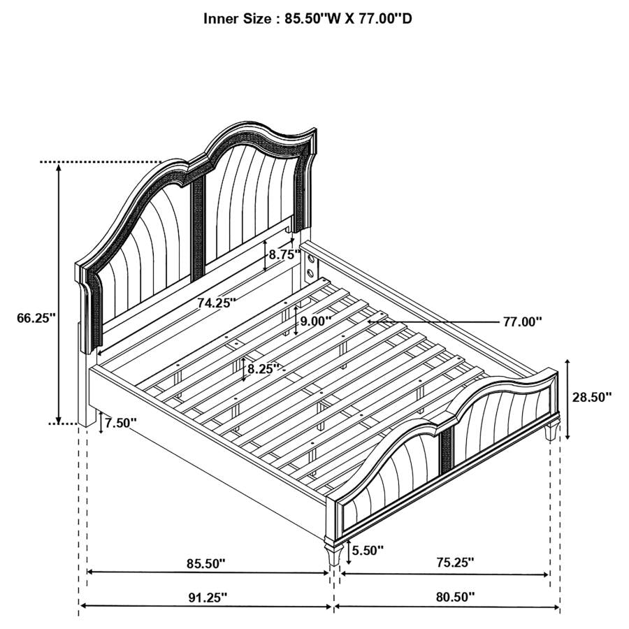 Evangeline Wood California King LED Panel Bed Silver Oak - 223391KW