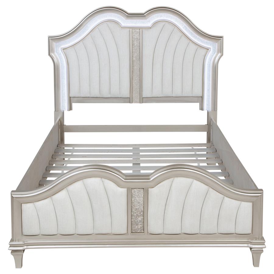 Evangeline Wood Queen LED Panel Bed Silver Oak - 223391Q