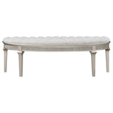 Evangeline Curved Fabric Upholstered Bench Silver Oak - 223396