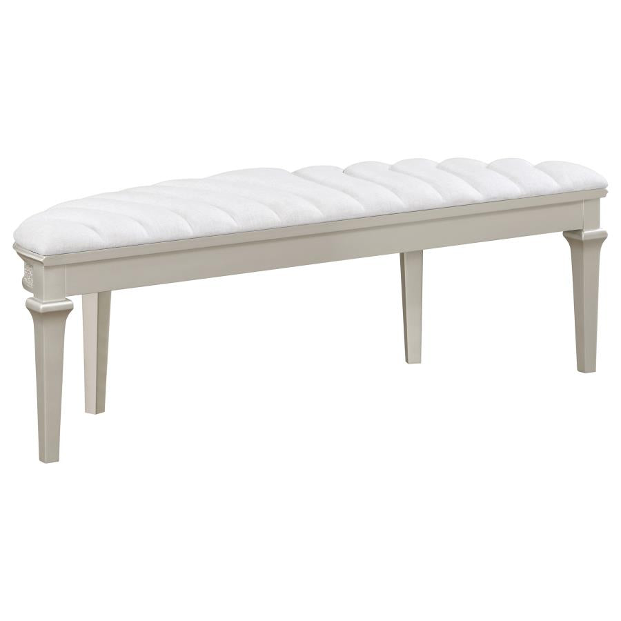 Evangeline Curved Fabric Upholstered Bench Silver Oak - 223396