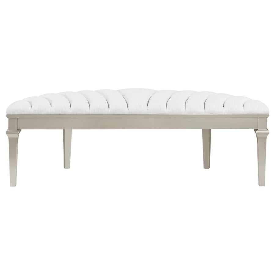 Evangeline Curved Fabric Upholstered Bench Silver Oak - 223396