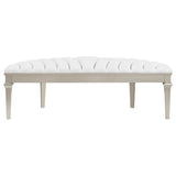 Evangeline Curved Fabric Upholstered Bench Silver Oak - 223396