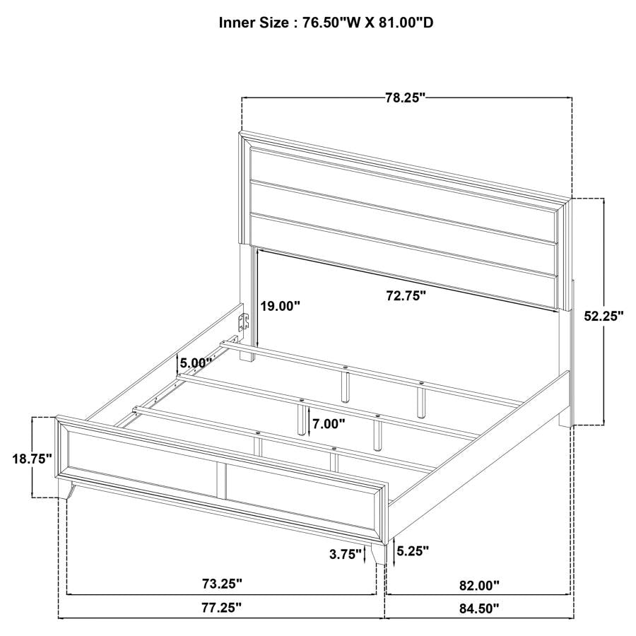 Welsley 50-inch Upholstered Eastern King Bed Walnut - 223441KE