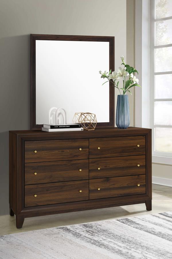 Welsley 6-drawer Dresser and Mirror Walnut - 223443M