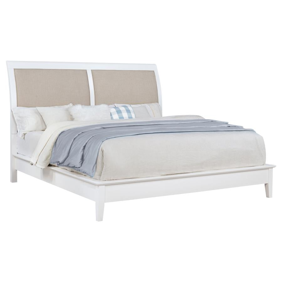 Bexhill 56-inch Upholstered Eastern King Panel Bed White - 223471KE