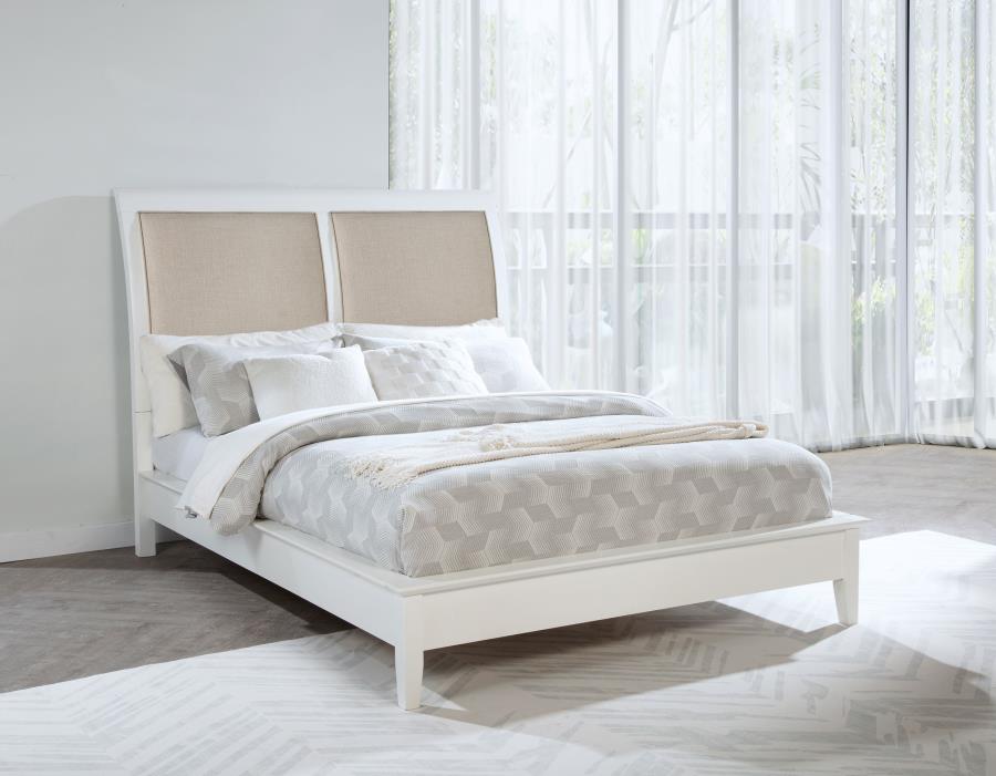 Bexhill 56-inch Upholstered Queen Panel Bed White - 223471Q