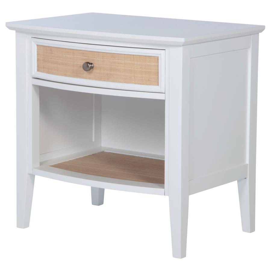 Bexhill 1-drawer Nightstand Bedside Table White - 223472