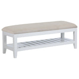 Bexhill Upholstered Rectangular Bench with Shelf White - 223476