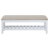 Bexhill Upholstered Rectangular Bench with Shelf White - 223476
