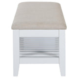 Bexhill Upholstered Rectangular Bench with Shelf White - 223476