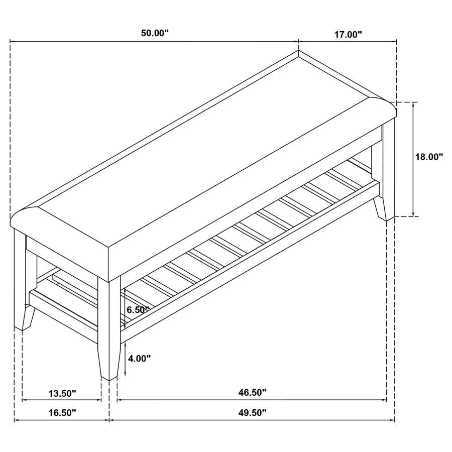 Bexhill Upholstered Rectangular Bench with Shelf White - 223476