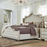 Antonella Upholstered Eastern King Panel Bed Ivory and Camel - 223521KE