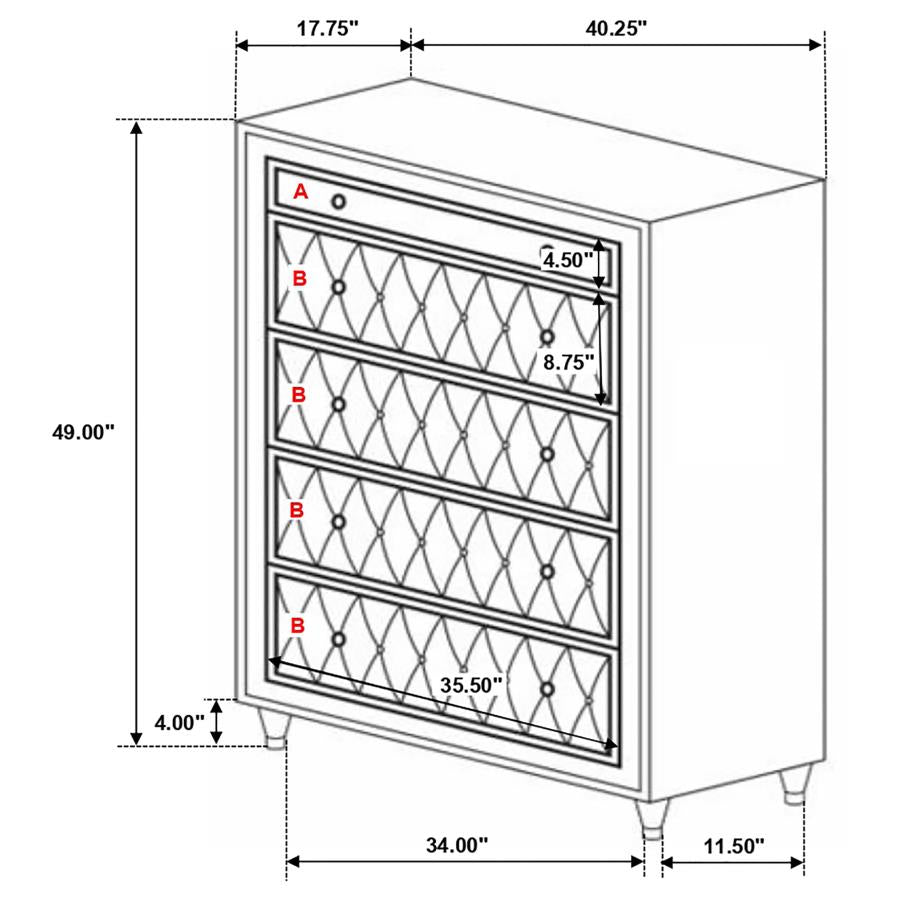 Antonella 5-piece California King Bedroom Set Ivory - 223521KW-S5