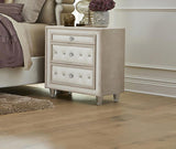 Antonella Upholstered 3-drawer Nightstand Ivory and Camel - 223522