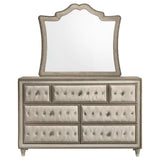 Antonella 7-drawer Upholstered Dresser with Mirror Ivory - 223523M