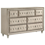 Antonella 7-drawer Upholstered Dresser Ivory and Camel - 223523