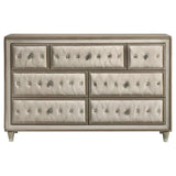 Antonella 7-drawer Upholstered Dresser Ivory and Camel - 223523