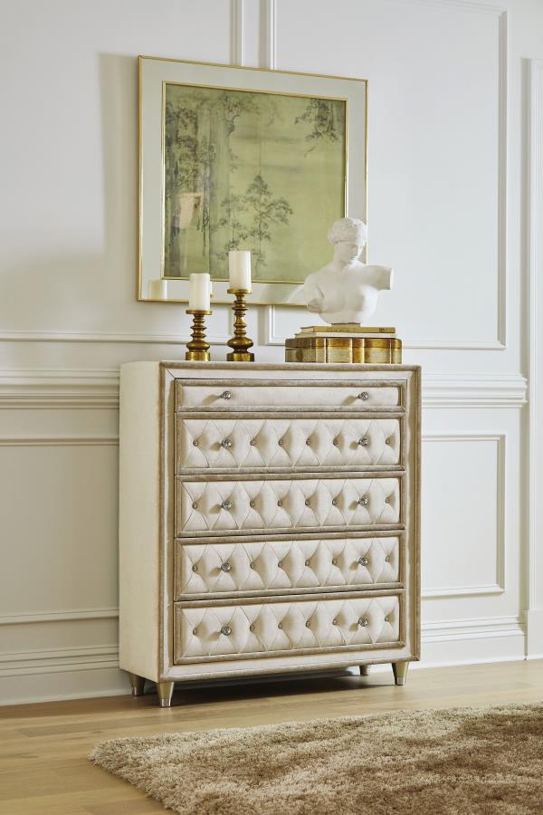 Antonella 5-drawer Bedroom Chest Ivory and Camel - 223525