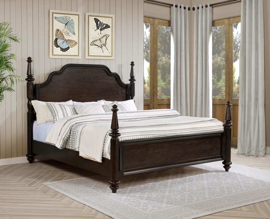 Andover 63-inch Four Poster Eastern King Bed Dark Oak - 223631KE