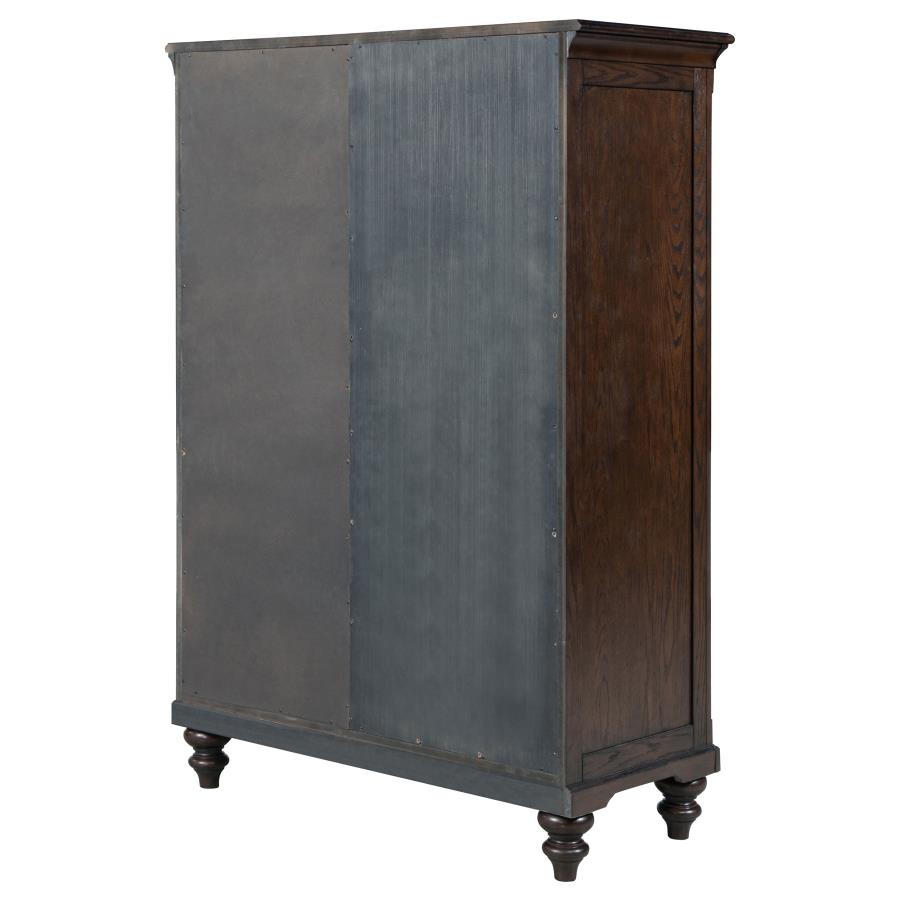 Andover 6-drawer Tempered Glass Door Chest Dark Oak - 223637