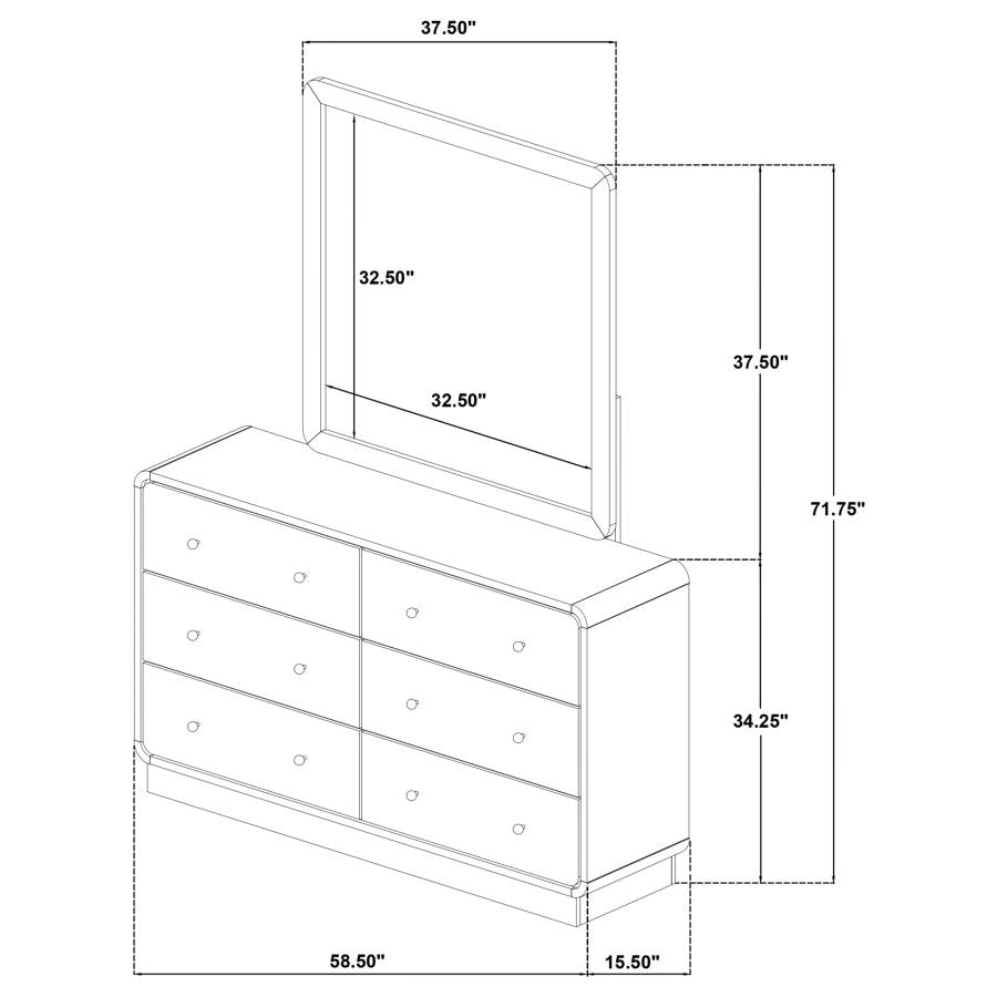 Cavelle 6-drawer Dresser and Mirror Black - 223663M