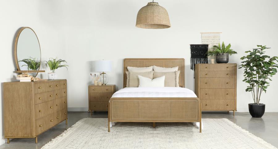 Arini 5-piece Queen Bedroom Set Sand Wash and Natural Cane - 224300Q-S5