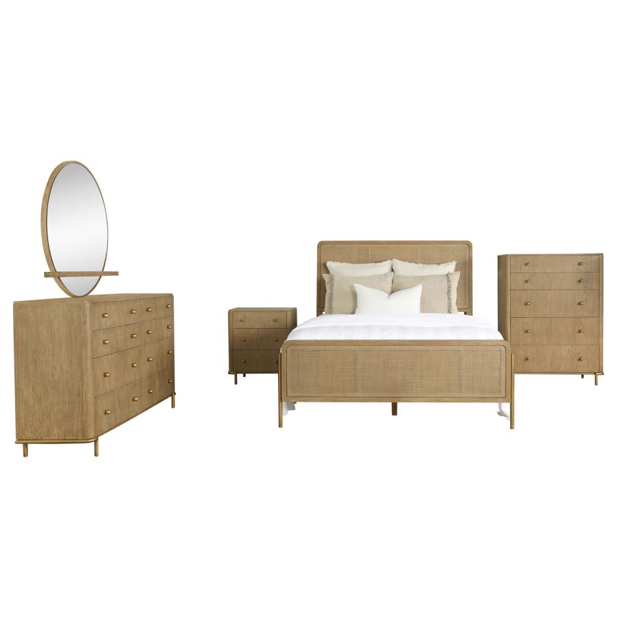 Arini 5-piece Queen Bedroom Set Sand Wash and Natural Cane - 224300Q-S5