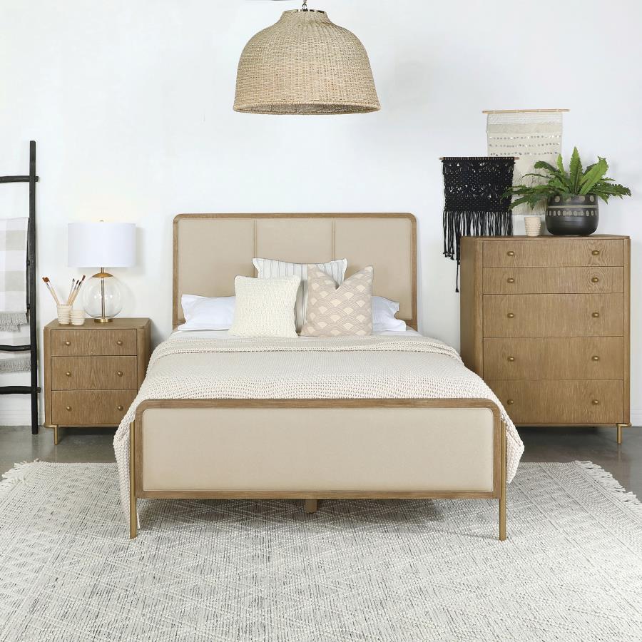 Arini 56-inch Queen Panel Bed Cream and Sand Wash - 224301QCRM