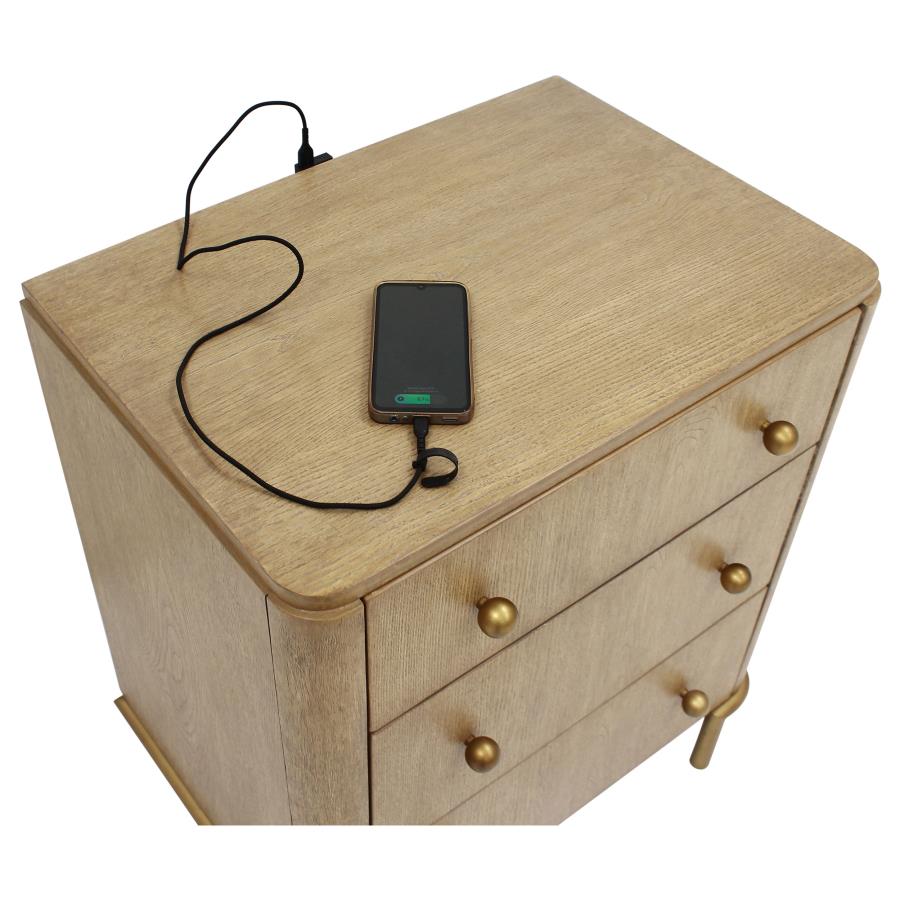 Arini 3-drawer Nightstand Sand Wash - 224302
